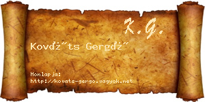 Kováts Gergő névjegykártya